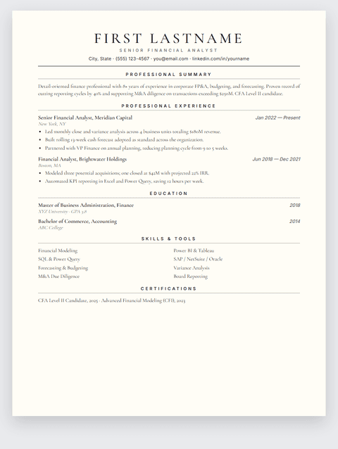 Classic Serif resume template