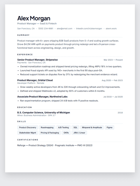 Modern Minimal resume template