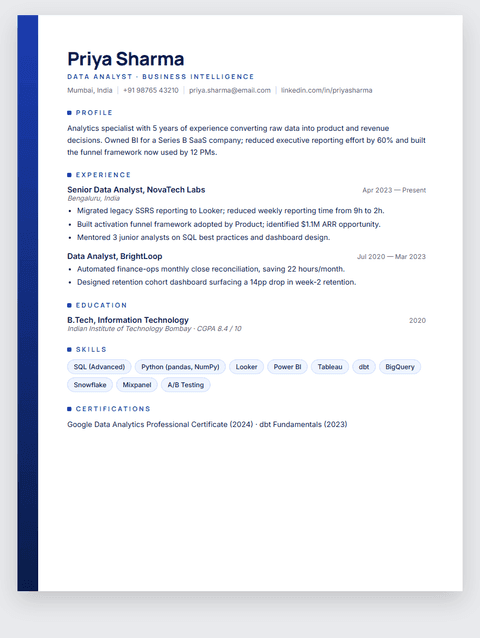 Left Accent resume template