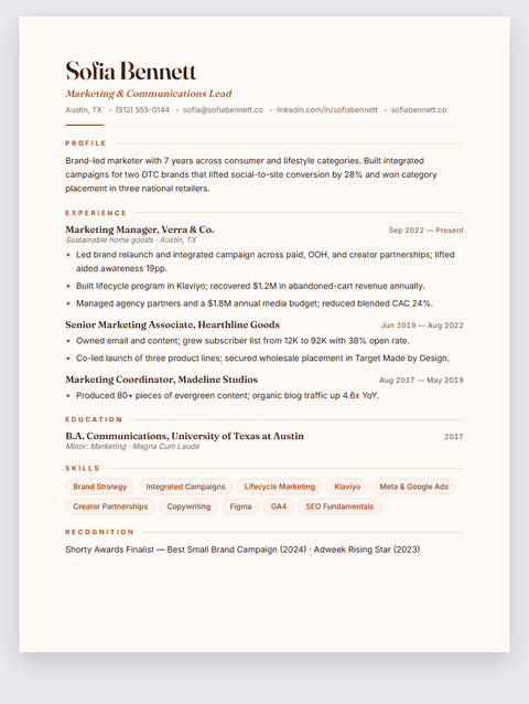 Creative Coral resume template
