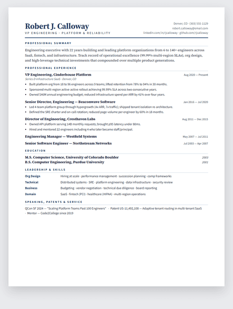 Compact Senior resume template
